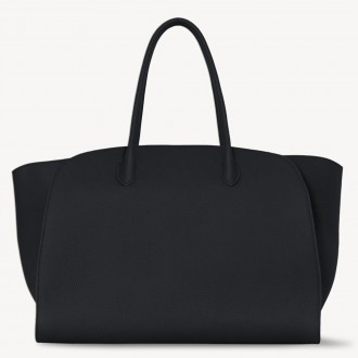 The Row Marlo 17 Tote Bag in Black Grained Leather