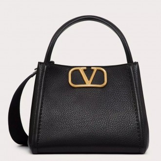 Valentino Alltime Medium Bag in Black Grained Calfskin