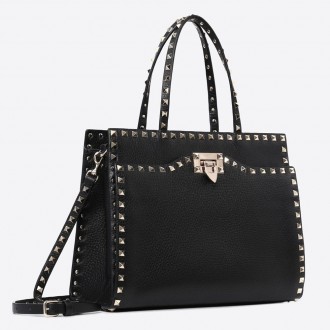 Valentino Black Medium Rockstud Top Handle Bag Valentino Black Medium Rockstud Top Handle Bag