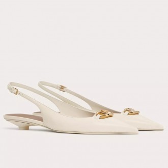 Valentino Bold Edition VLogo Slingback Ballerinas in White Leather