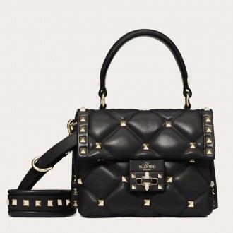 Valentino Candystud Mini Handbag In Black Lambskin Valentino Candystud Mini Handbag In Black Lambskin
