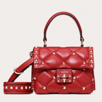 Valentino Candystud Mini Handbag In Red Lambskin Valentino Candystud Mini Handbag In Red Lambskin