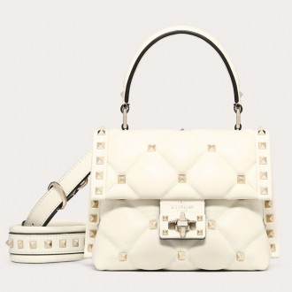 Valentino Candystud Mini Handbag In White Lambskin Valentino Candystud Mini Handbag In White Lambskin