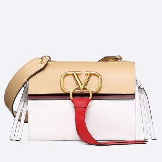 Valentino Garavani Beige/White Small VRing Shoulder Bag Valentino Garavani Beige/White Small VRing Shoulder Bag