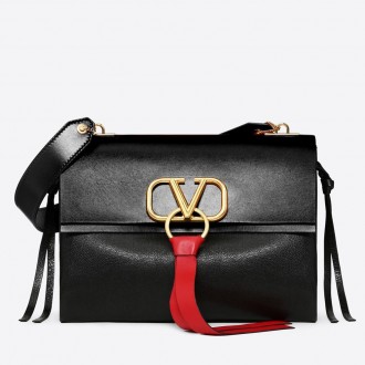 Valentino Garavani Black Medium VRing Shoulder Bag Valentino Garavani Black Medium VRing Shoulder Bag