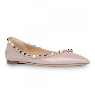 Valentino Garavani Poudre Rockstud Ballerina Patent Flats