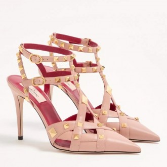 Valentino Garavani Studdy Pumps 100mm in Pink Kidskin