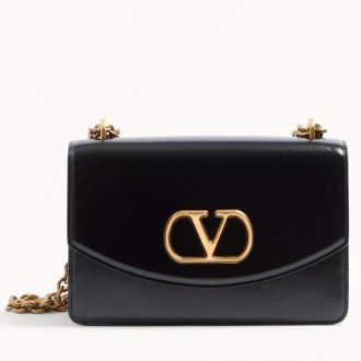 Valentino Garavani Vain Shoulder Bag in Black Calfskin