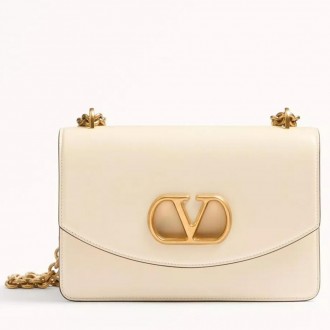 Valentino Garavani Vain Shoulder Bag in White Calfskin