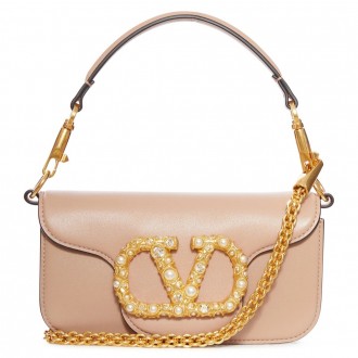 Valentino Loco Small Shoulder Bag in Poudre Calfskin With Jewel Logo