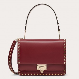 Valentino Rockstud Crossbody Bag In Red Calfskin