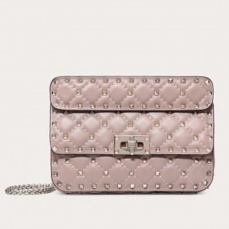 Valentino Rockstud Spike Small Bag In Poudre Lambskin
