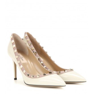Valentino Rockstud White 100MM Patent Pumps