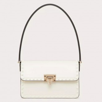 Valentino Rockstud23 Shoulder Bag in White Calfskin