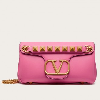 Valentino Stud Sign Shoulder Bag In Pink Nappa Leather Valentino Stud Sign Shoulder Bag In Pink Nappa Leather