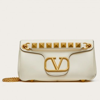 Valentino Stud Sign Shoulder Bag In White Nappa Leather Valentino Stud Sign Shoulder Bag In White Nappa Leather