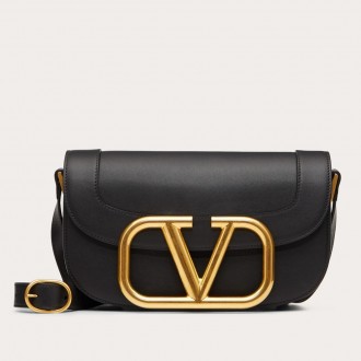 Valentino Supervee Crossbody Bag In Black Leather Valentino Supervee Crossbody Bag In Black Leather