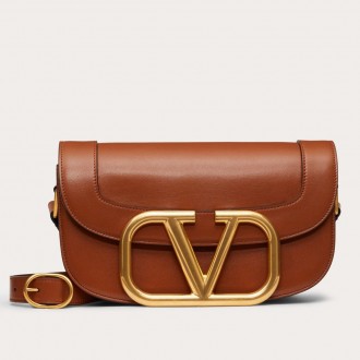 Valentino Supervee Crossbody Bag In Brown Leather Valentino Supervee Crossbody Bag In Brown Leather