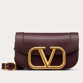 Valentino Supervee Crossbody Bag In Burgundy Leather Valentino Supervee Crossbody Bag In Burgundy Leather