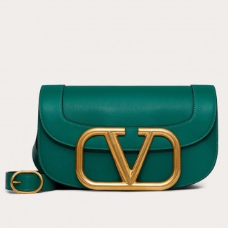 Valentino Supervee Crossbody Bag In Green Leather Valentino Supervee Crossbody Bag In Green Leather