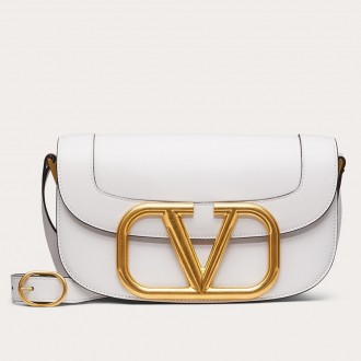Valentino Supervee Crossbody Bag In White Leather Valentino Supervee Crossbody Bag In White Leather