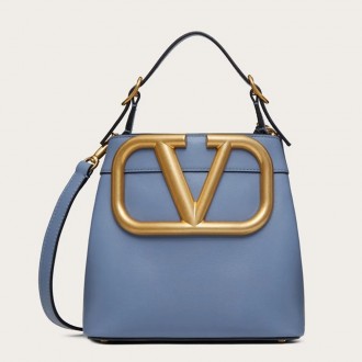 Valentino Supervee Top Handle Bag In Blue Calfskin Valentino Supervee Top Handle Bag In Blue Calfskin