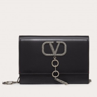 Valentino Vcase Black Chain Bag With Swarovski Crystals Valentino Vcase Black Chain Bag With Swarovski Crystals