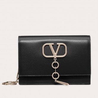 Valentino Vcase Small Chain Bag In Black Calfskin Valentino Vcase Small Chain Bag In Black Calfskin