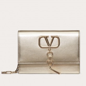 Valentino Vcase Small Chain Bag In Gold Metallic Lambskin Valentino Vcase Small Chain Bag In Gold Metallic Lambskin