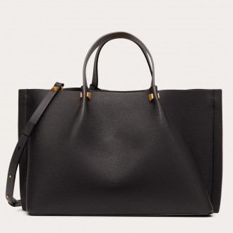 Valentino Vlogo Escape Medium Shopper In Black Grainy Calfskin Valentino Vlogo Escape Medium Shopper In Black Grainy Calfskin