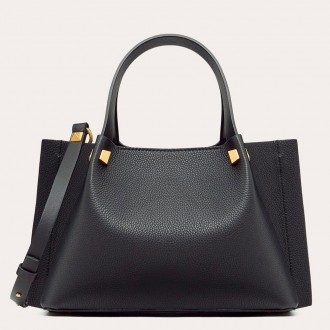 Valentino Vlogo Escape Small Shopper In Black Grainy Calfskin Valentino Vlogo Escape Small Shopper In Black Grainy Calfskin
