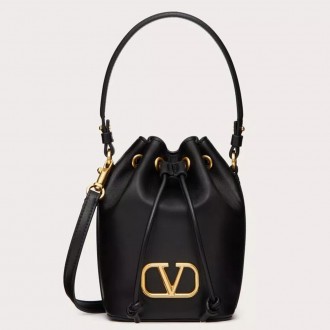 Valentino VLogo Signature Mini Bucket Bag in Black Calfskin Valentino VLogo Signature Mini Bucket Bag in Black Calfskin