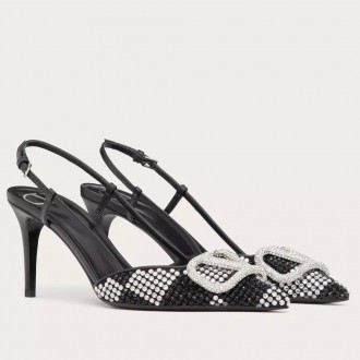 Valentino VLogo Signature Slingback Pumps 80mm with Crystal Chess