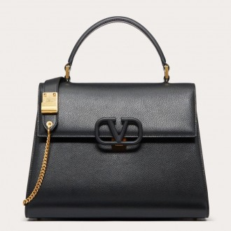 Valentino Vsling Handbag In Black Grainy Calfskin Valentino Vsling Handbag In Black Grainy Calfskin