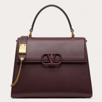 Valentino Vsling Handbag In Bordeaux Grainy Calfskin Valentino Vsling Handbag In Bordeaux Grainy Calfskin