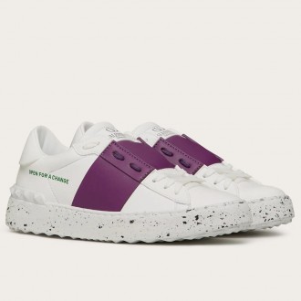 Valentino Women's Open For a Change Sneakers with Purple Stripe Valentino Women's Open For a Change Sneakers with Purple Stripe